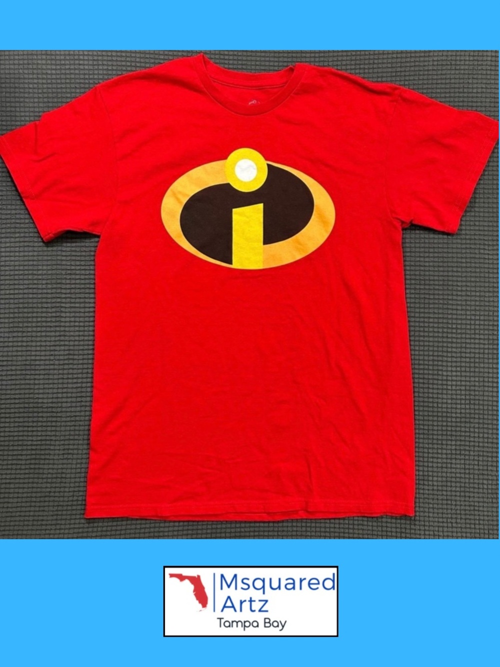 Disney Pixar Incredibles 2 Logo Graphic T Shirt Men's Medium Red 100% Cotton Tee
